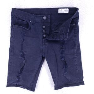 Denim Co Jean Shorts Denim Cotton Mens SZ 38 Black Straight VTG Baggy 90s Y2K